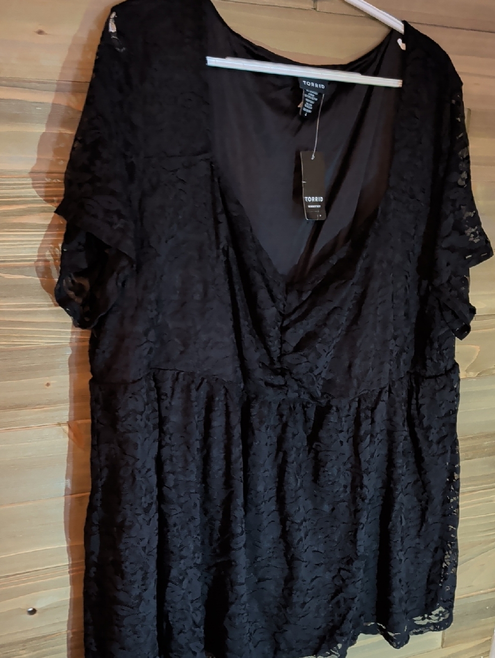 torrid Black Lace V-Neck Flounce Peplum Top
